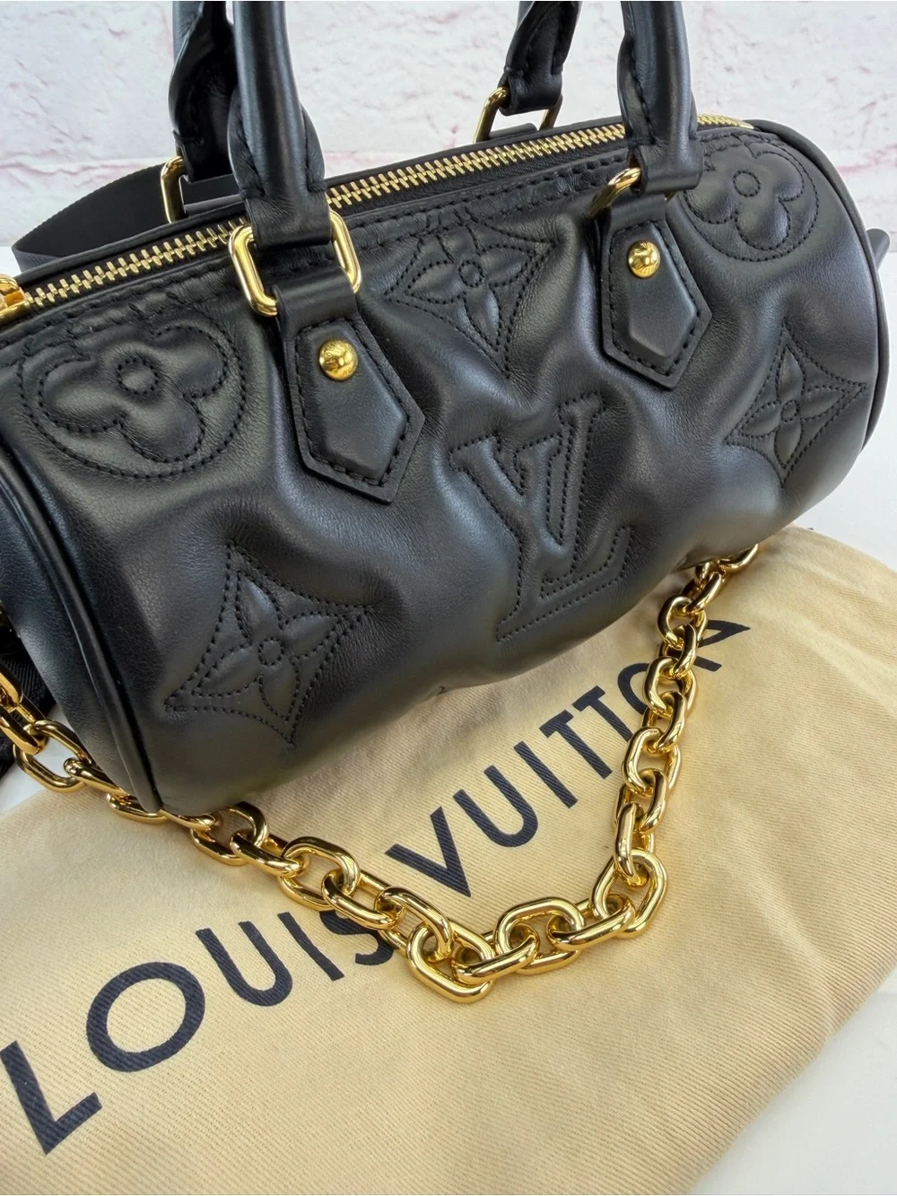 Louis Vuitton Calfskin Bubblegram Papillon BB Black